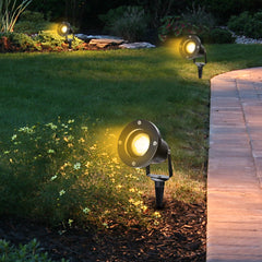 SWANEW LED Gartenstrahler 4W, Gartenleuchte GU10 4000K Warmweiß, Gartenbeleuchtung mit Erdspieß, IP65 Gartenlampe mit Stecker