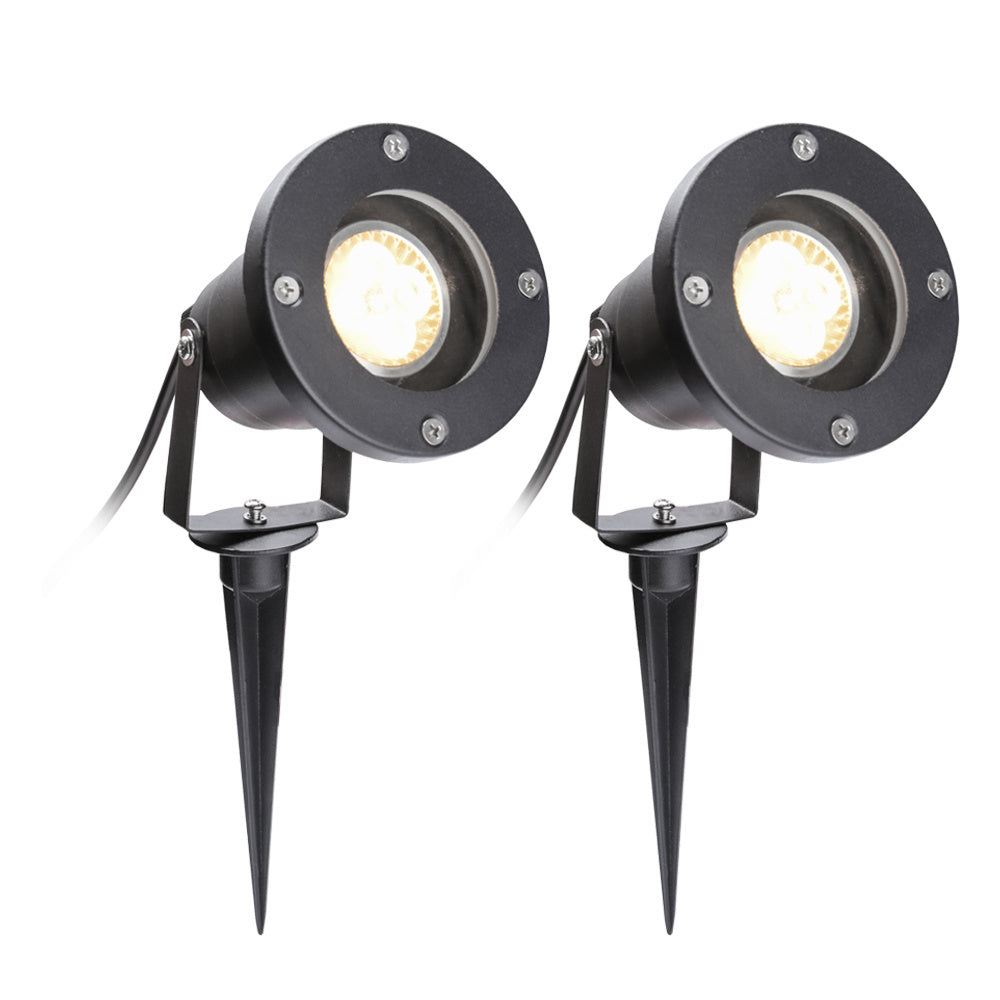 SWANEW LED Gartenstrahler 4W, Gartenleuchte GU10 4000K Warmweiß, Gartenbeleuchtung mit Erdspieß, IP65 Gartenlampe mit Stecker