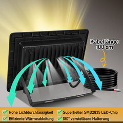 SWANEW LED Strahler Außen Dimmbar, LED Fluter 3000K/4000K/6500K, IP66 Wasserdicht Scheinwerfer (kein Stecker)