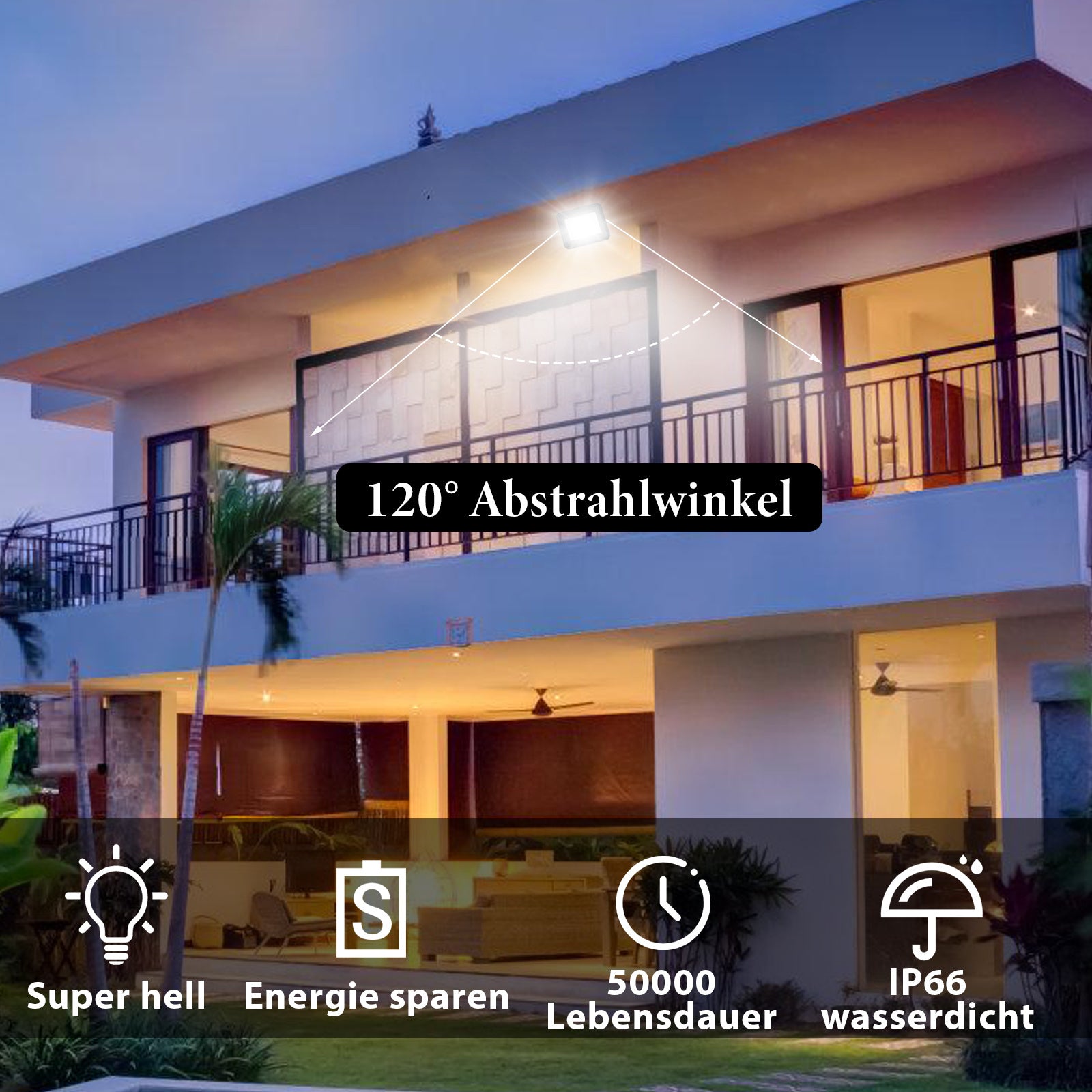 SWANEW LED Strahler, 20/30/50/100W LED Fluter, Warmweiß/Kaltweiß Außenstrahler, IP66 Scheinwerfer (kein Stecker)