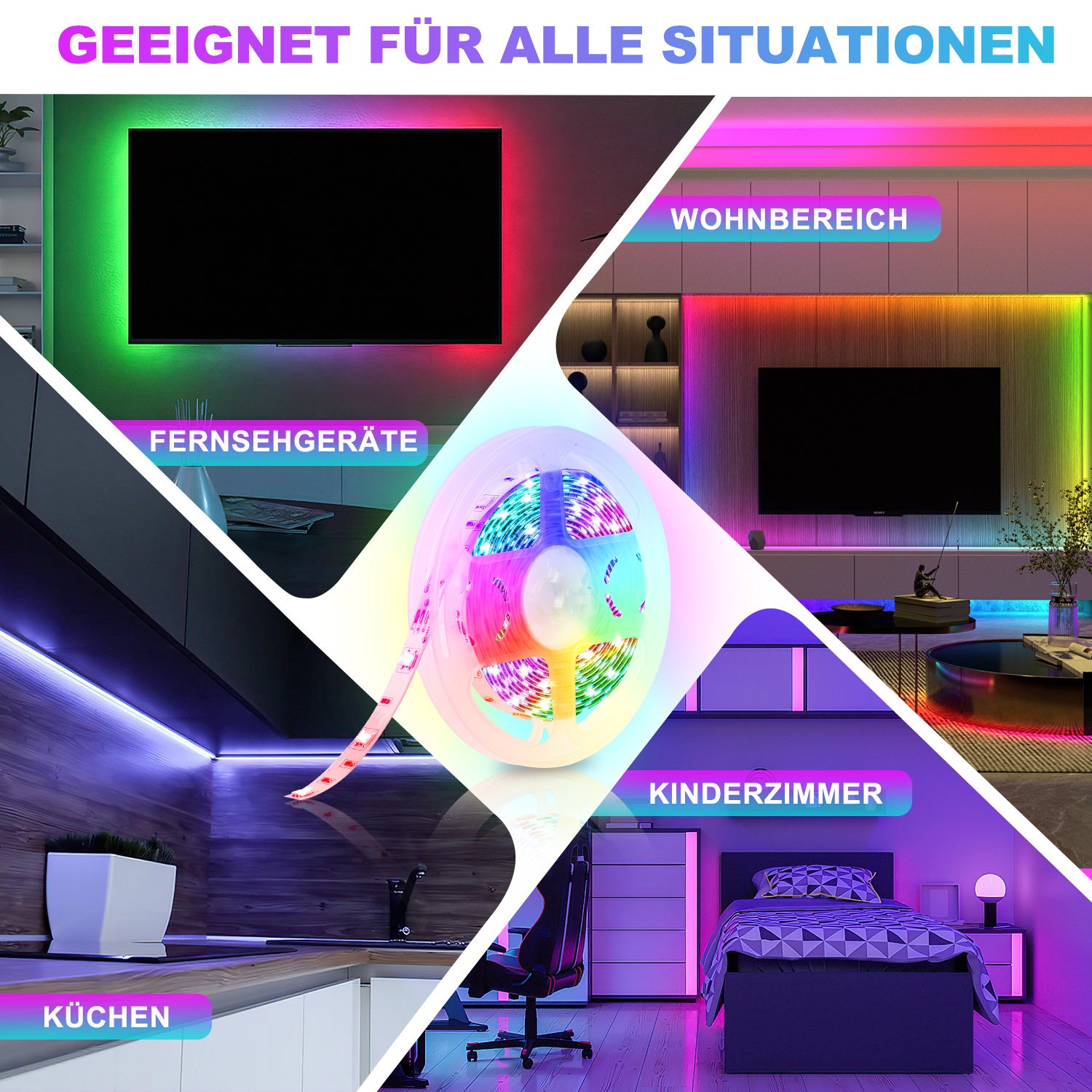 SWANEW Led Streifen Selbstklebend, RGB SMD 5050 Dimmbar LED Strip, 20 Farbwechsel Led Band mit 44-Tasten-Fernbedienung, für die Beleuchtung von Haus, Party