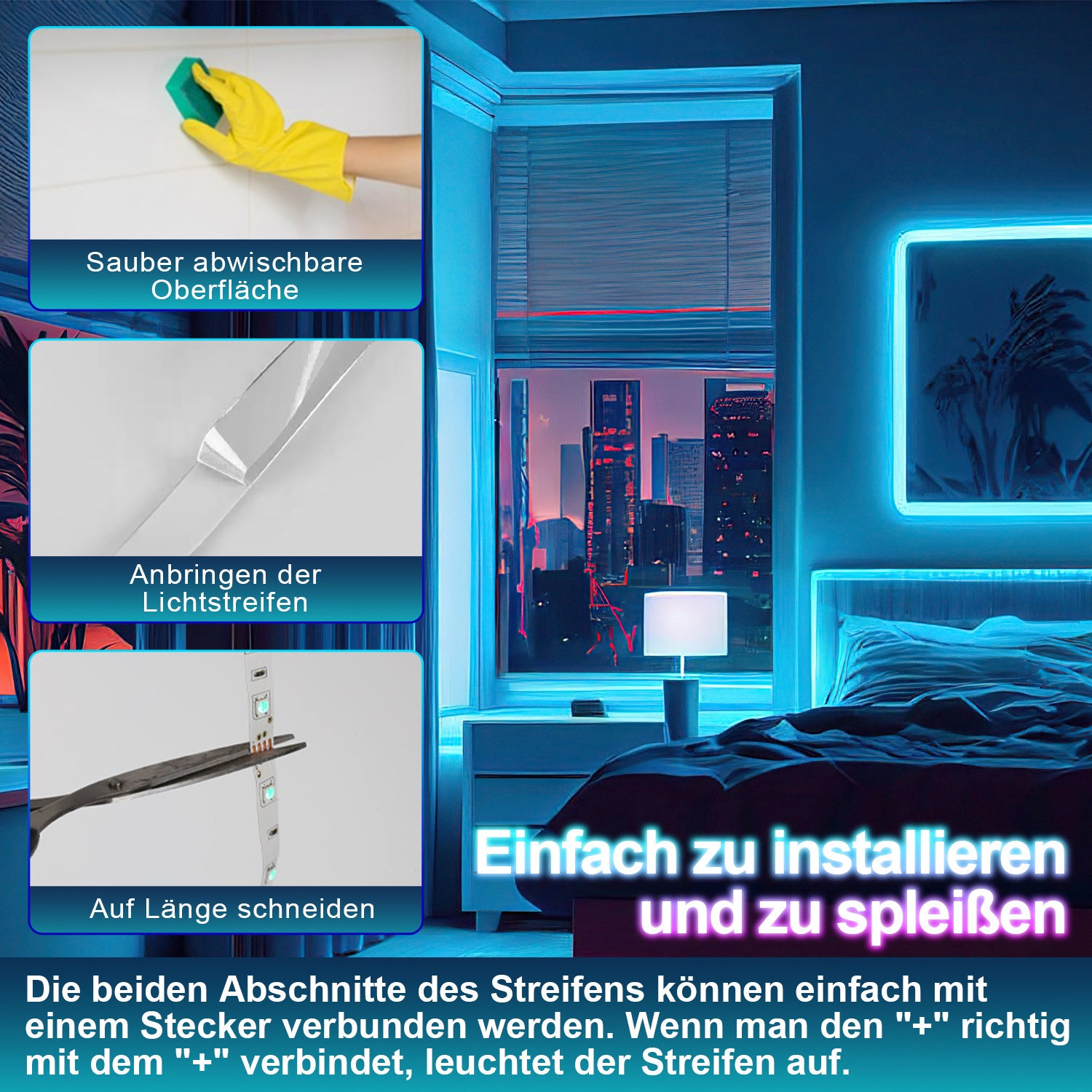 SWANEW Led Streifen Selbstklebend, RGB SMD 5050 Dimmbar LED Strip, 20 Farbwechsel Led Band mit 44-Tasten-Fernbedienung, für die Beleuchtung von Haus, Party