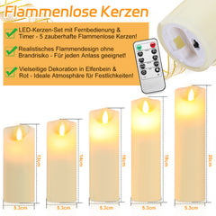 SWANEW Led Kerzen, Flackernde Kerzen Set, Mit Timerfunktion, Kerze Dekokerzen