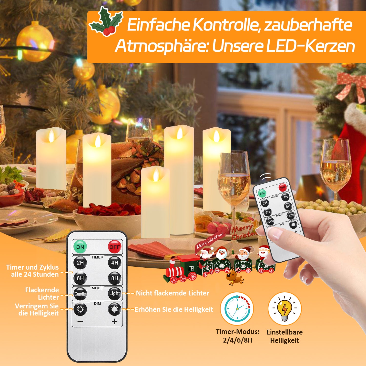 SWANEW Led Kerzen, Flackernde Kerzen Set, Mit Timerfunktion, Kerze Dekokerzen