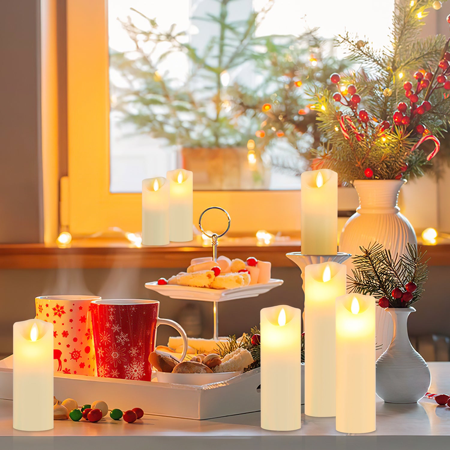 SWANEW Led Kerzen, Flackernde Kerzen Set, Mit Timerfunktion, Kerze Dekokerzen