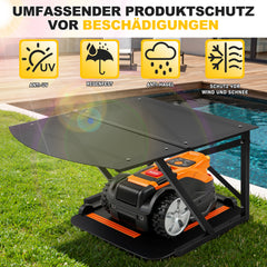 SWANEW Mähroboter Garage, Rasenroboter Garage aus Metall 77x67x40cm