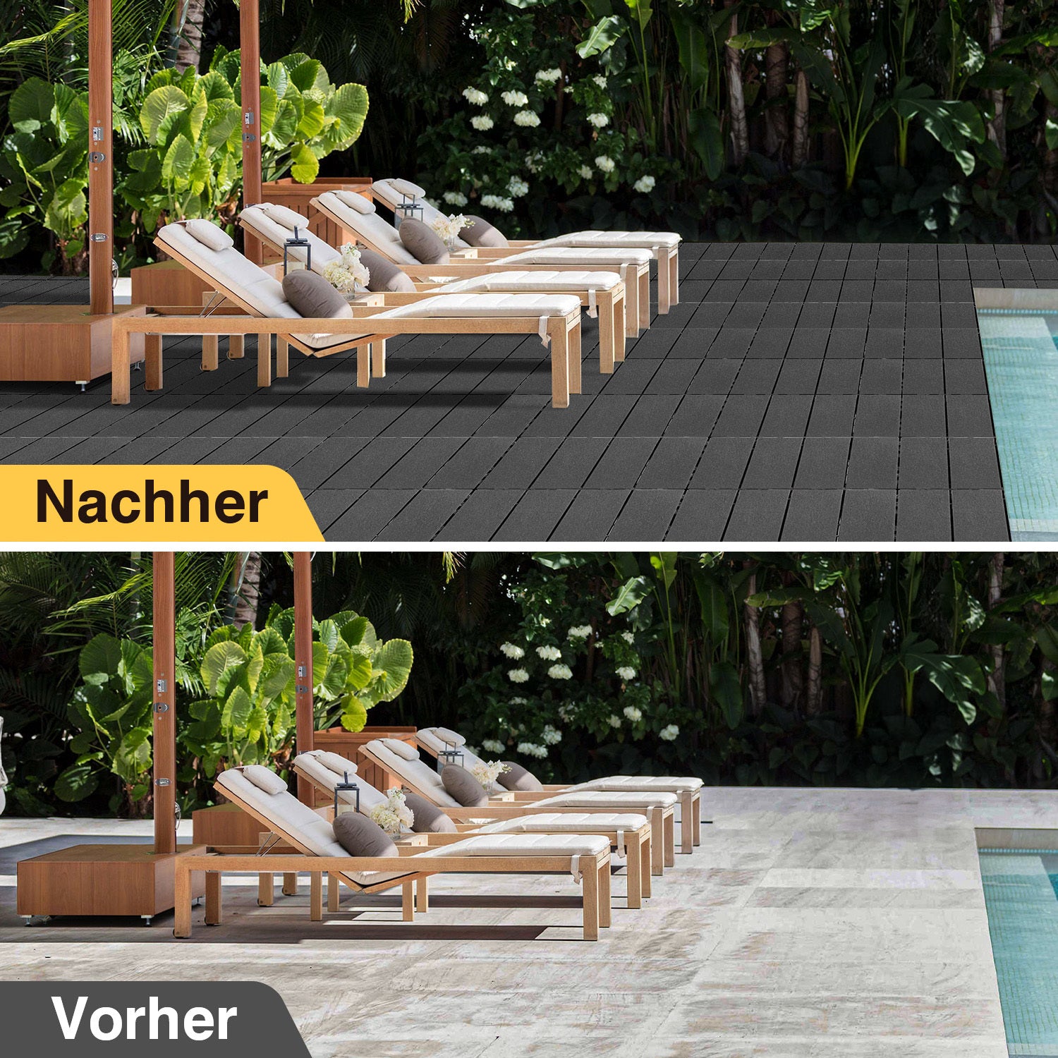 SWANEW 30x30cm PP Terrassenfliesen, Klickfliesen 450 kg/m² belastbar