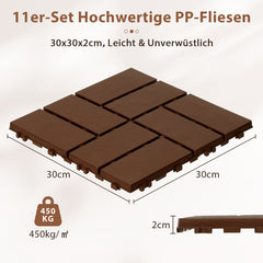 SWANEW PP Terrassenfliesen 30x30cm, Kunststoff-Bodenbelag, mit Klicksystem