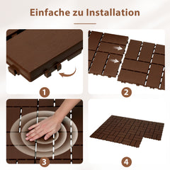 SWANEW PP Terrassenfliesen 30x30cm, Kunststoff-Bodenbelag, mit Klicksystem