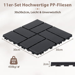 SWANEW PP Terrassenfliesen 30x30cm, Kunststoff-Bodenbelag, mit Klicksystem