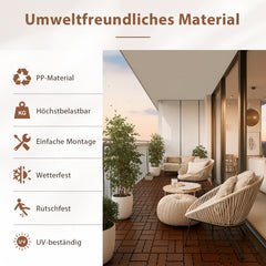 SWANEW PP Terrassenfliesen 30x30cm, Kunststoff-Bodenbelag, mit Klicksystem