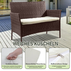 SWANEW Polyrattan Balkonmöbel Set 4-teilig, Gartenmöbel Set