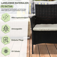 SWANEW Polyrattan Balkonmöbel Set 4-teilig, Gartenmöbel Set