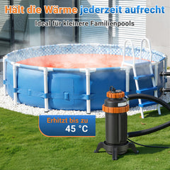 SWANEW Poolheizung Elektrisch 3KW, Heizung bis 45 °C, Ø 29 x 42 cm Pool Heizung mit Digitalanzeige, FI-Schutz, Schnittstelle 32-38 mm