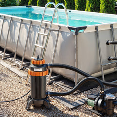 SWANEW Poolheizung Elektrisch 3KW, Heizung bis 45 °C, Ø 29 x 42 cm Pool Heizung mit Digitalanzeige, FI-Schutz, Schnittstelle 32-38 mm