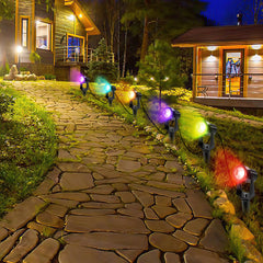 SWANEW LED Gartenbeleuchtung mit Erdspieß, 6er Set LED Gartenstrahler RGB Farbwechsel, Gartenleuchte IP65, Gartenlampe Wegbeleuchtung mit Stecker und Fernbedienung