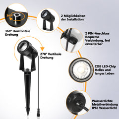 SWANEW LED Gartenbeleuchtung mit Erdspieß, 6er Set LED Gartenstrahler RGB Farbwechsel, Gartenleuchte IP65, Gartenlampe Wegbeleuchtung mit Stecker und Fernbedienung