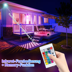 SWANEW RGB LED Strahler Außen mit Fernbedienung, 10/20/30/50 W Fluter LED Dimmbar, Flutlicht IP66 Wasserdicht, 4 Modi