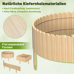 SWANEW Beeteinfassung Holz, Rollborder Beetumrandung, Flexible Rasenkante Holz