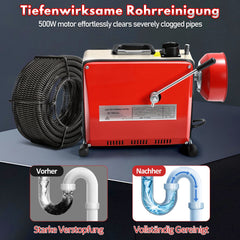SWANEW Rohrreinigungsmaschine 500W, Elektrische Abflussreiniger mit 6 Köpfen, Rohrreinigungsgerät, Elektrische Köpfe Für 20–120 mm Rohre