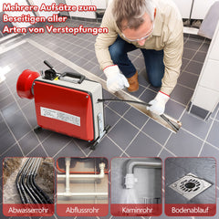 SWANEW Rohrreinigungsmaschine 500W, Elektrische Abflussreiniger mit 6 Köpfen, Rohrreinigungsgerät, Elektrische Köpfe Für 20–120 mm Rohre