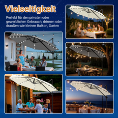 SWANEW Sonnenschirm Ampelschirm Ø 300 cm mit 28 LED, Terrassenschirm Rund Wasserdicht
