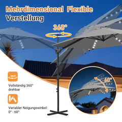 SWANEW Sonnenschirm Ampelschirm Ø 300 cm mit 28 LED, Terrassenschirm Rund Wasserdicht