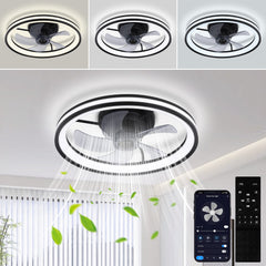 SWANEW Deckenventilator Mit Beleuchtung Dimmbar Ventilator Ø50cm, Fernbedienung/APP-Steuerung, 6 Windstufen, Deckenleuchte mit Ventilator