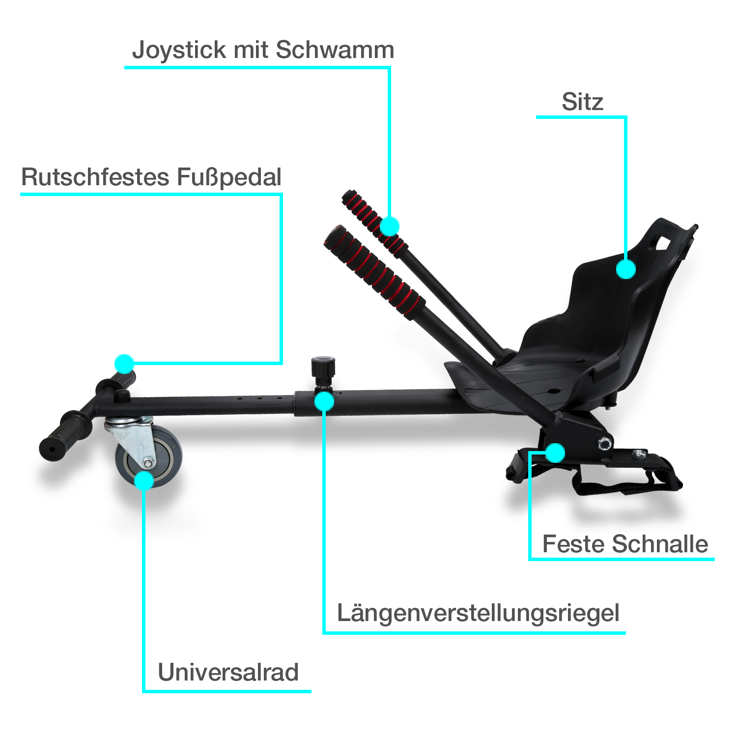 SWANEW Hoverboard Sitz, Kart Hoverboard mit Sitz verstellbarer für 6.5-10 Zoll, Sitzscooter Kartsitz