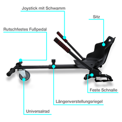 SWANEW Hoverboard Sitz, Kart Hoverboard mit Sitz verstellbarer für 6.5-10 Zoll, Sitzscooter Kartsitz
