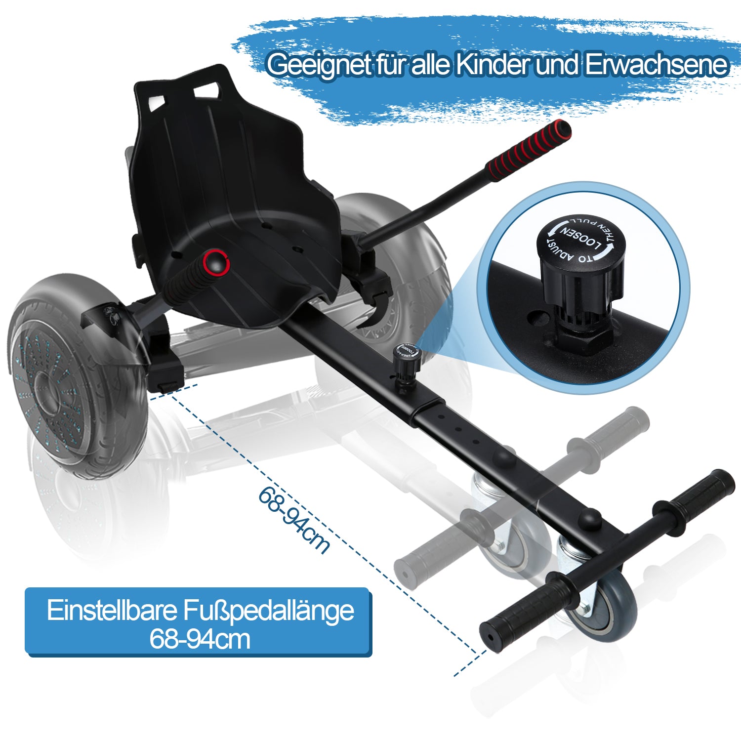 SWANEW Hoverboard Sitz, Kart Hoverboard mit Sitz verstellbarer für 6.5-10 Zoll, Sitzscooter Kartsitz