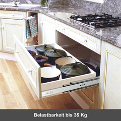 SWANEW Schubladenschienen 250 - 550 mm, Schubladen Schienensystem mit Selbsteinzug, Teleskopschiene vollauszug Schubladenauszüg, Kugelführung, Tragkraft 35 Kg