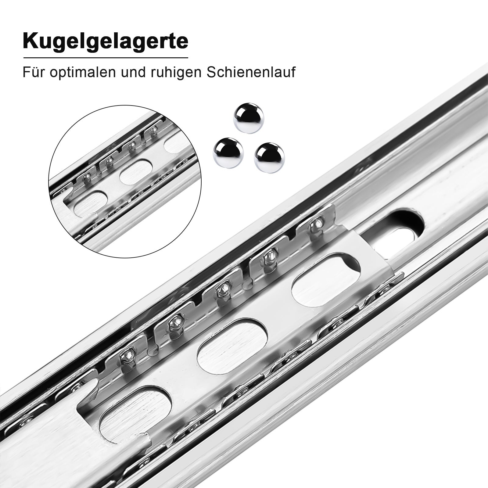 SWANEW Schubladenschienen 250 - 550 mm, Schubladen Schienensystem mit Selbsteinzug, Teleskopschiene vollauszug Schubladenauszüg, Kugelführung, Tragkraft 35 Kg