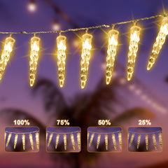 SWANEW Solar Eiszapfen Lichterkette, Eisregen Licht,IP44 Außen Fensterbeleuchtung, Weihnachtsdeko