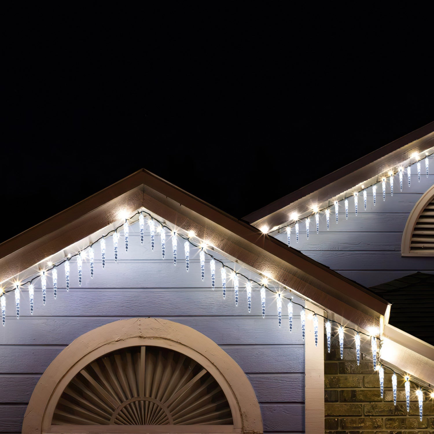 SWANEW Solar Eiszapfen Lichterkette, Eisregen Licht,IP44 Außen Fensterbeleuchtung, Weihnachtsdeko