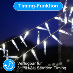 SWANEW Solar Eiszapfen Lichterkette, Eisregen Licht,IP44 Außen Fensterbeleuchtung, Weihnachtsdeko