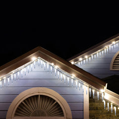 SWANEW Solar Eiszapfen Lichterkette, Eisregen Licht,IP44 Außen Fensterbeleuchtung, Weihnachtsdeko