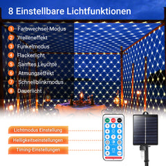 SWANEW Solar LED Lichternetz, IP44 LED Lichterkette, Lichtervorhang für Fenster Garten