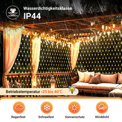 SWANEW Solar LED Lichternetz, IP44 LED Lichterkette, Lichtervorhang für Fenster Garten