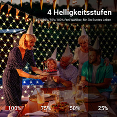 SWANEW Solar LED Lichternetz, IP44 LED Lichterkette, Lichtervorhang für Fenster Garten