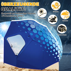 SWANEW Strandschirm mit Seitenwänden, Strandmuschel 2 in 1 mit UV50+, neigbarem Drehkopf, Spiral-Erdspieß & Tragetasche, für 2–4 Personen