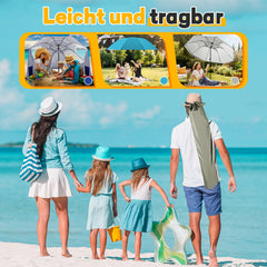 SWANEW Strandschirm mit Seitenwänden, Strandmuschel 2 in 1 mit UV50+, neigbarem Drehkopf, Spiral-Erdspieß & Tragetasche, für 2–4 Personen