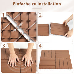 SWANEW 30x30cm PP Terrassenfliesen, Klickfliesen 450 kg/m² belastbar