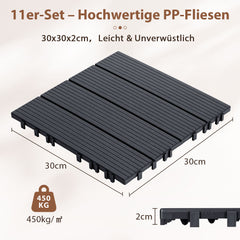 SWANEW PP Balkonfliesen Set 30x30cm, Terrassenfliesen, Klickfliesen