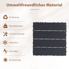 SWANEW 30x30cm PP Terrassenfliesen, Klickfliesen 450 kg/m² belastbar