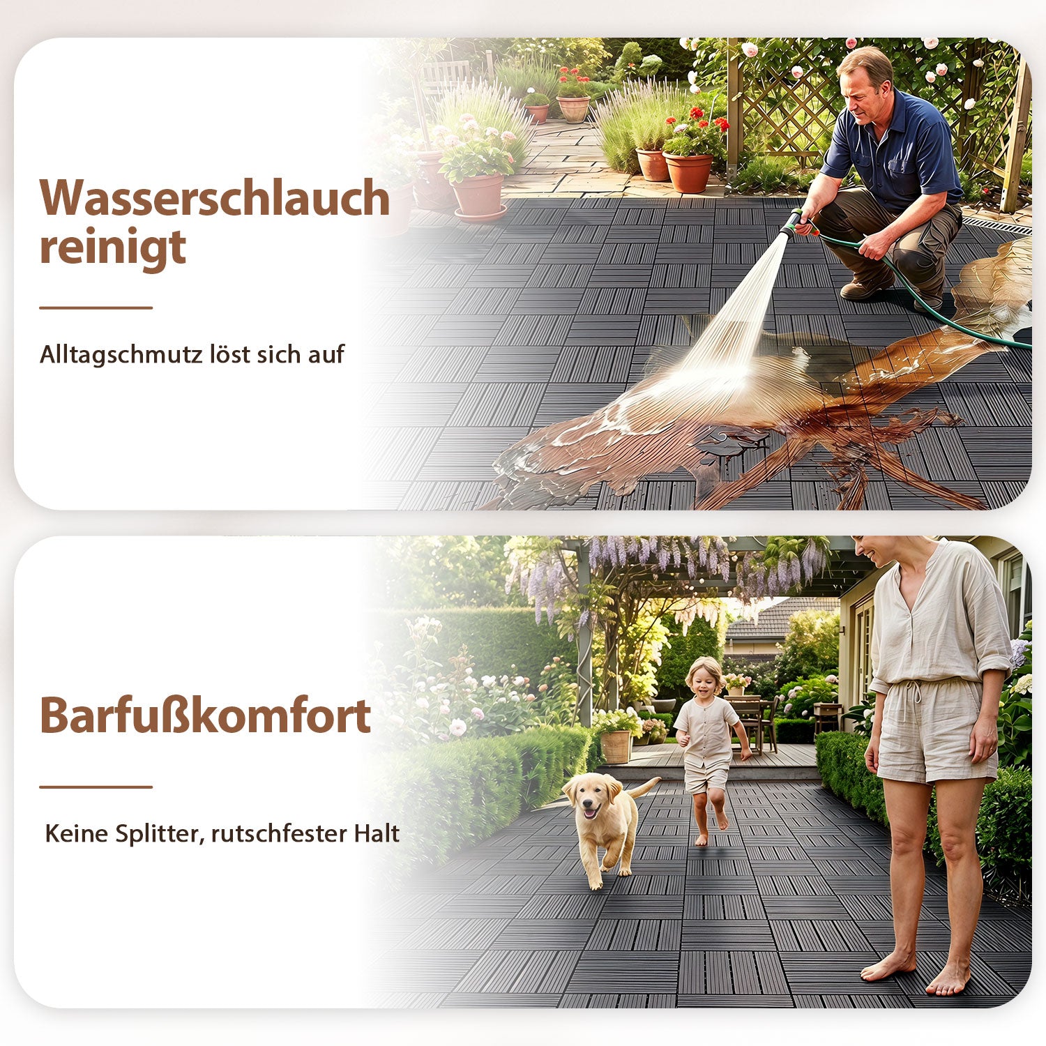 SWANEW PP Balkonfliesen Set 30x30cm, Terrassenfliesen, Klickfliesen