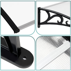 SWANEW Vordach für Haustür, 5 mm Überdachung, Transparentes Pultbogenvordach, Polycarbonat Pultvordach, Türdach für draußen