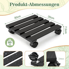 SWANEW WPC Pflanzenroller Quadratisch, Blumenroller mit Rollen
