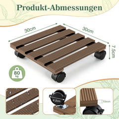SWANEW WPC Pflanzenroller Quadratisch, Blumenroller mit Rollen