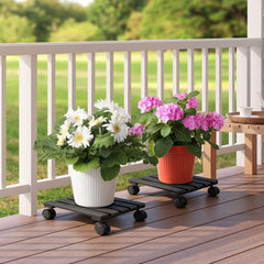SWANEW WPC Pflanzenroller Quadratisch, Blumenroller mit Rollen